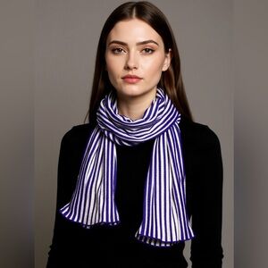 Missoni Vibrant Purple and White Striped Scarf